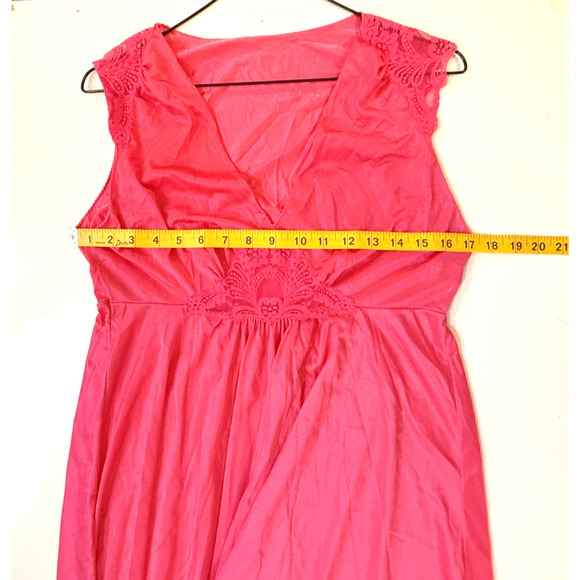 Van Raalte Vintage Lingerie Womens Medium Pink Lace Trim Maxi Nightgown Silk - Picture 6 of 7